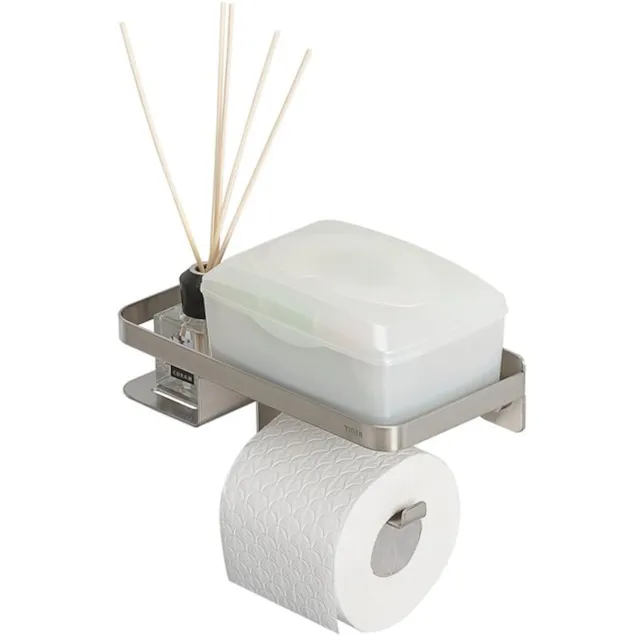 Tiger Caddy toiletrolhouder met planchet RVS