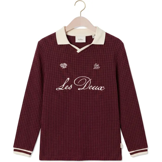 Les Deux Jongens Polo's & T-shirts Waffle Ls Football Jersey - Bordeaux Donkerrood/offwhite