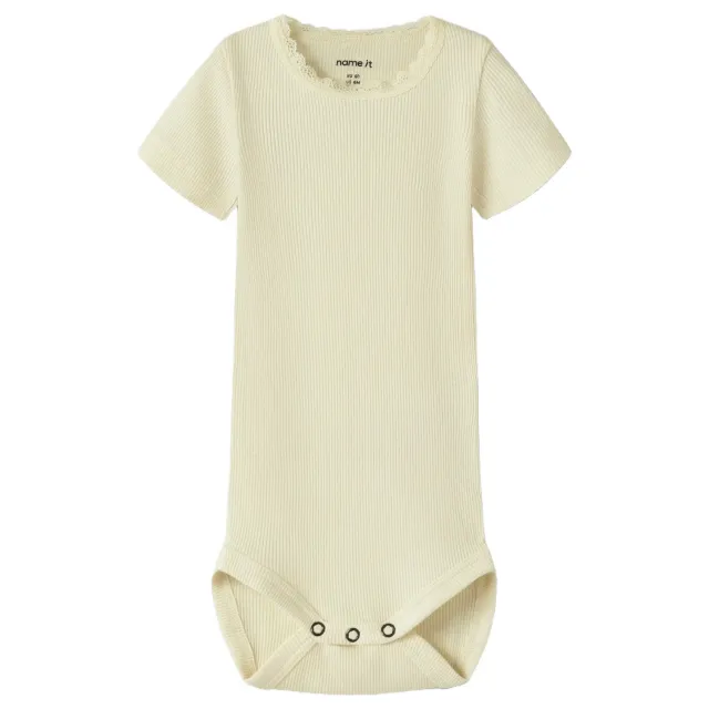 NAME IT BABY romper lichtgeel rib gebreid