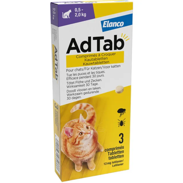 Adtab anti vlo- en teekkauwtabletten kat 0,5-2 kg