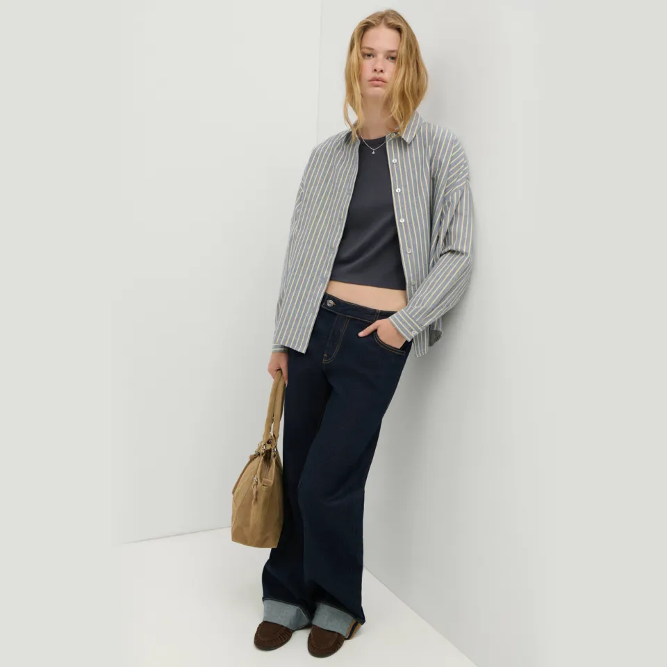 Mango TEEN gestreepte blouse lichtblauw/ecru