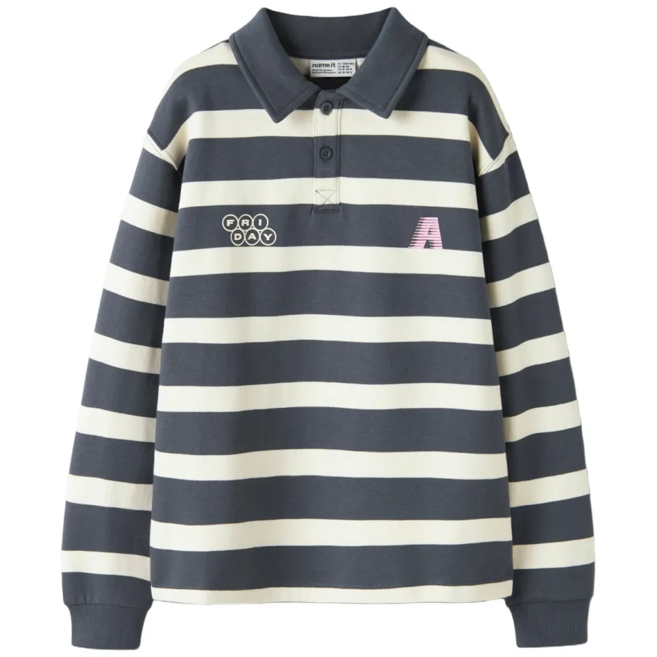 NAME IT KIDS gestreepte sweater - antraciet, foto 3