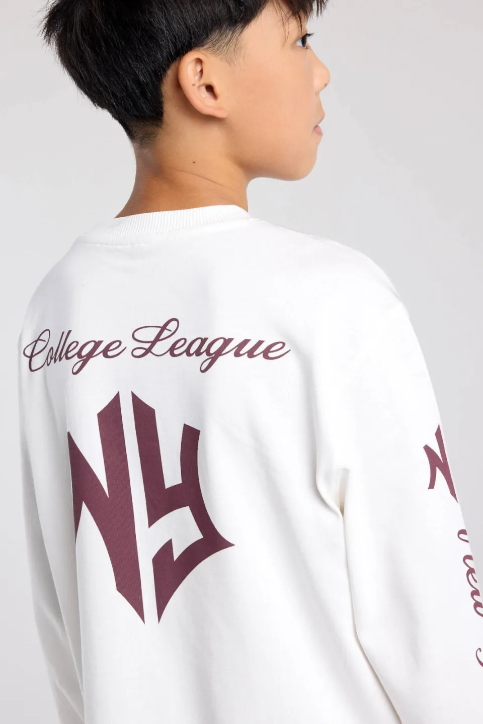 America Today longsleeve met backprint - wit/donkerrood, foto 8
