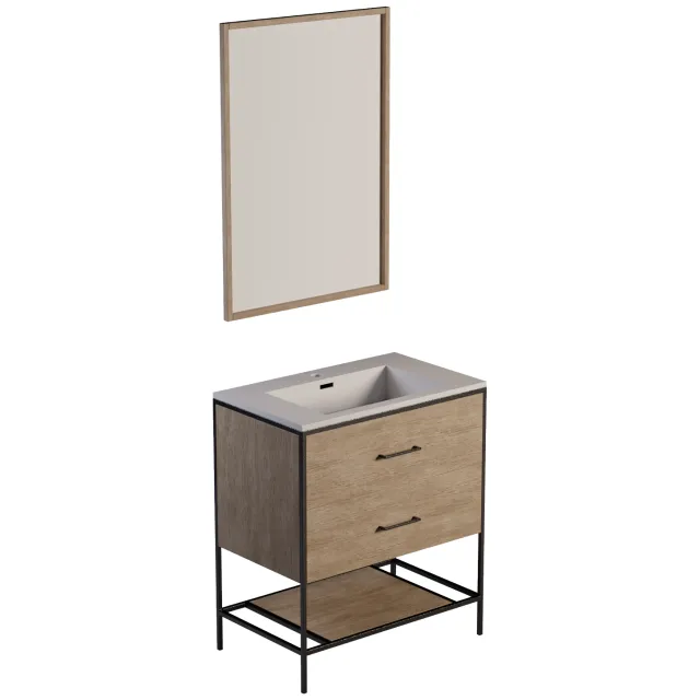 Differnz Industrial 75 badmeubelset eiken