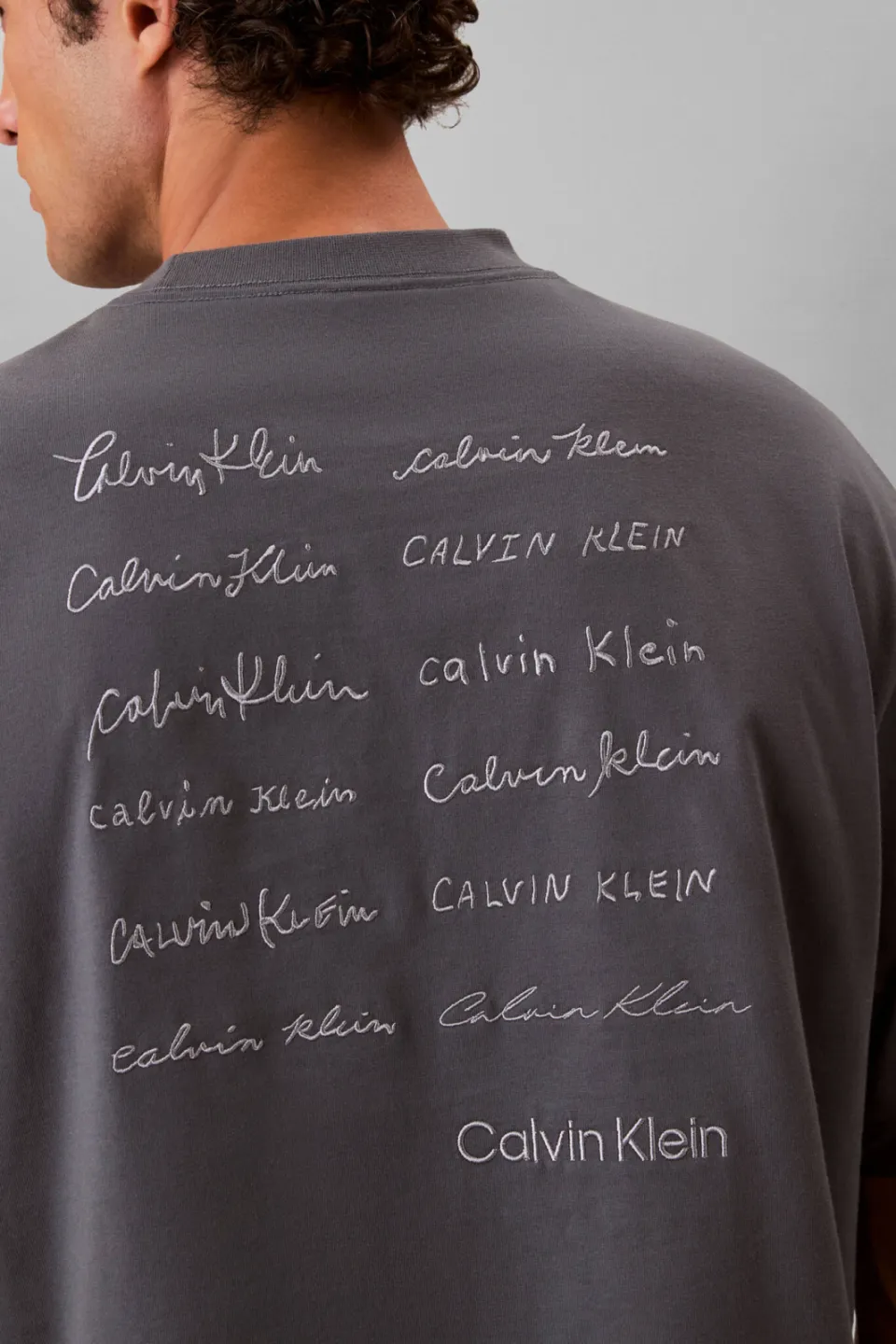 Calvin Klein JEANS relaxed T-shirt met backprint grijsblauw, foto 4