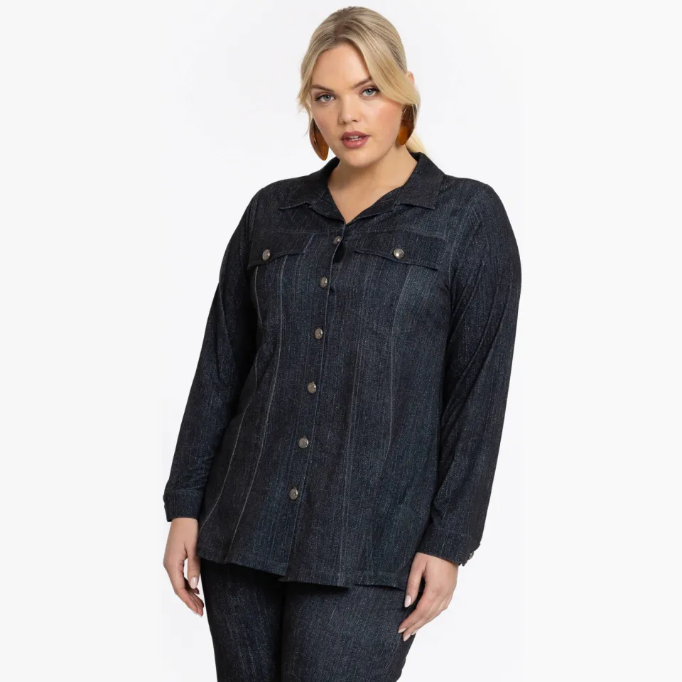 Yoek denim blouse zwart, foto 2