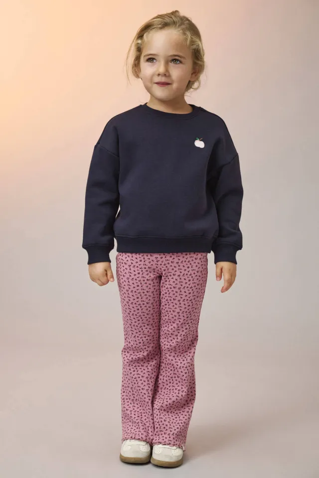 Only Mini flared gebloemde broek roze