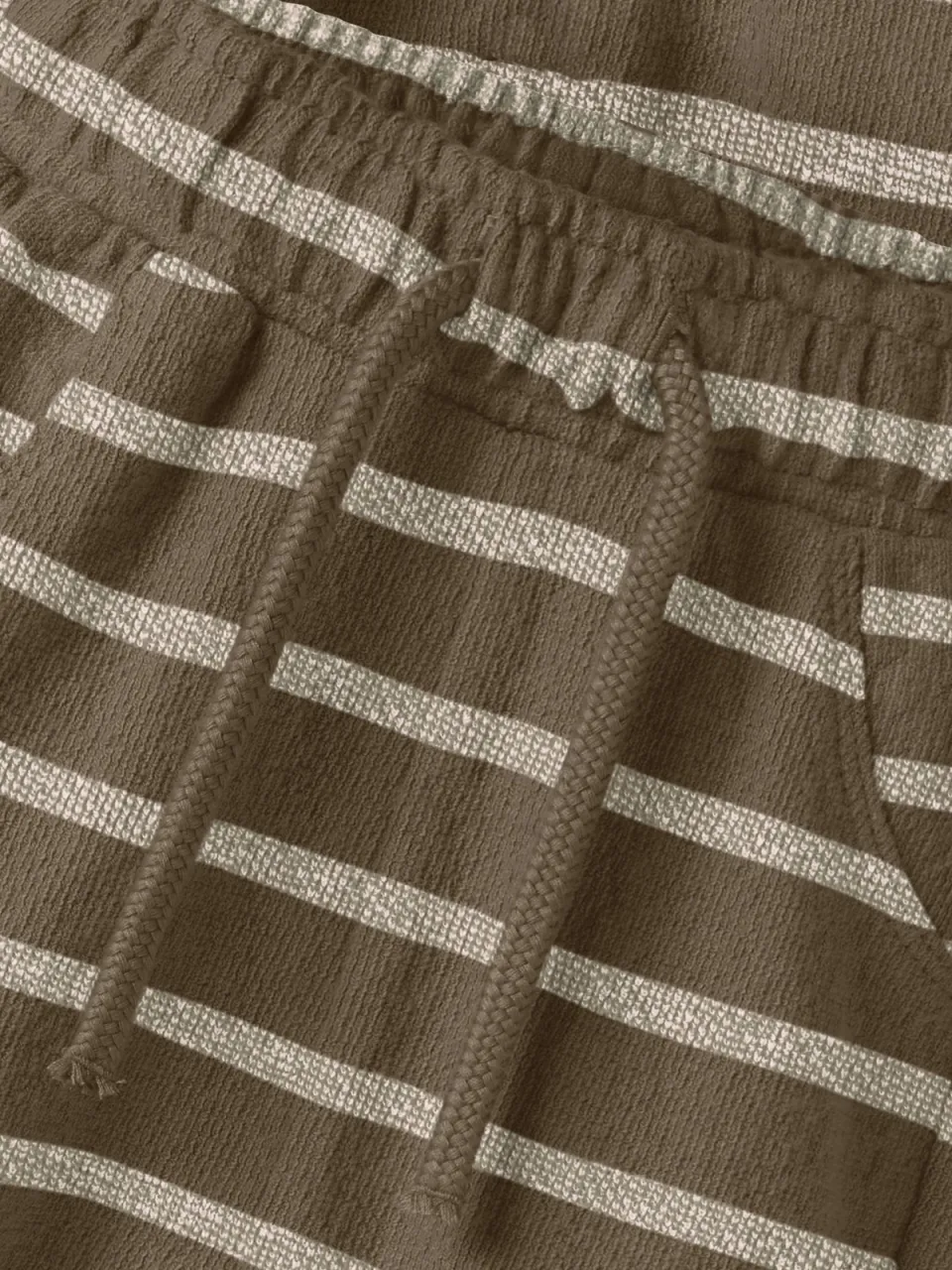 Lil' Atelier gebreide gestreepte babybroek bruingroen, foto 5