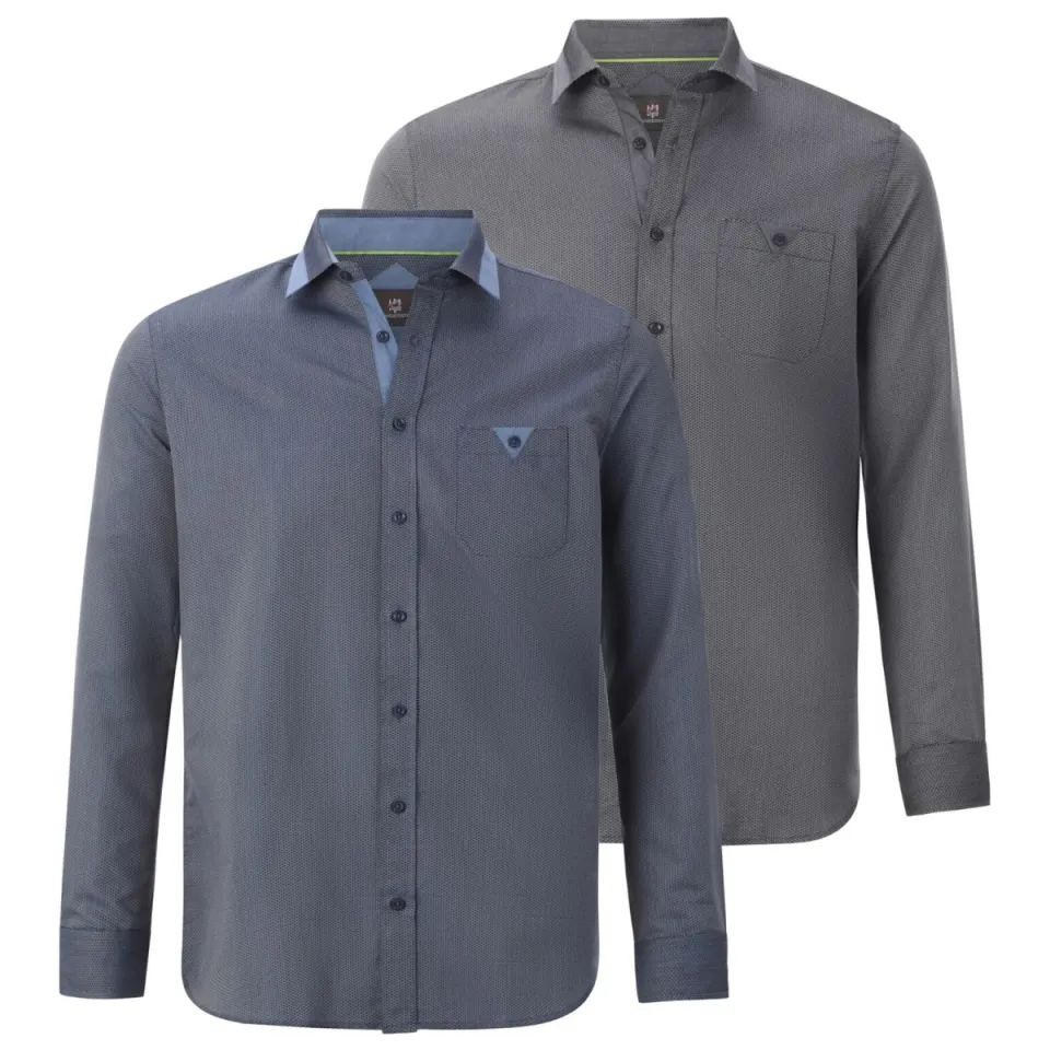 Jan Vanderstorm +FIT Collectie loose casual overhemd Plus - (set van 2) grijs, foto 2