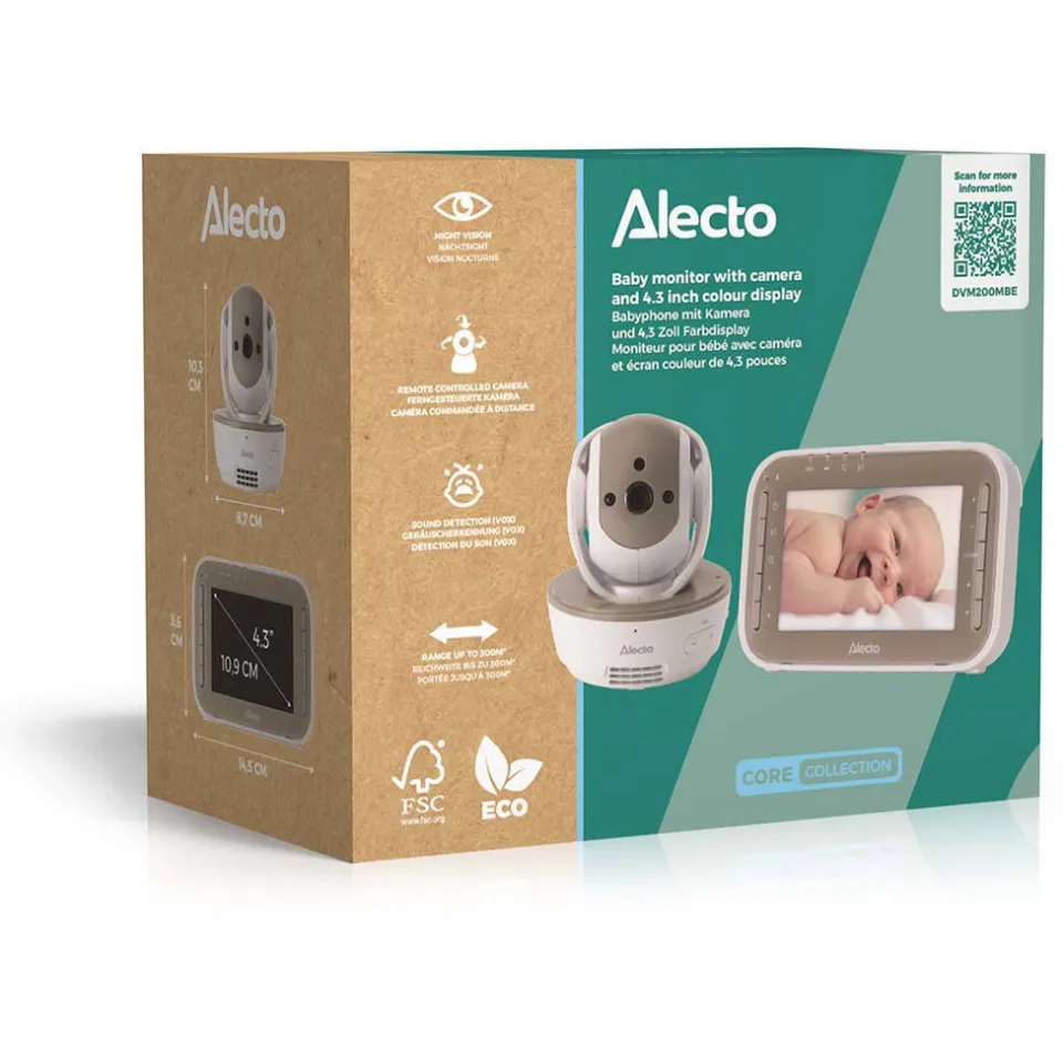 Alecto DVM200MBE Video baby monitor with 4,3 inch colour display Taupe, foto 6