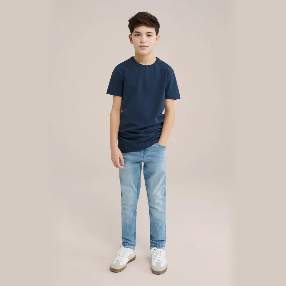 WE Fashion basic t-shirt marineblauw Dark Marine