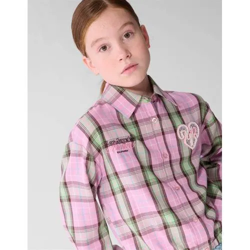 Shoeby geruite blouse lichtroze groen, foto 2