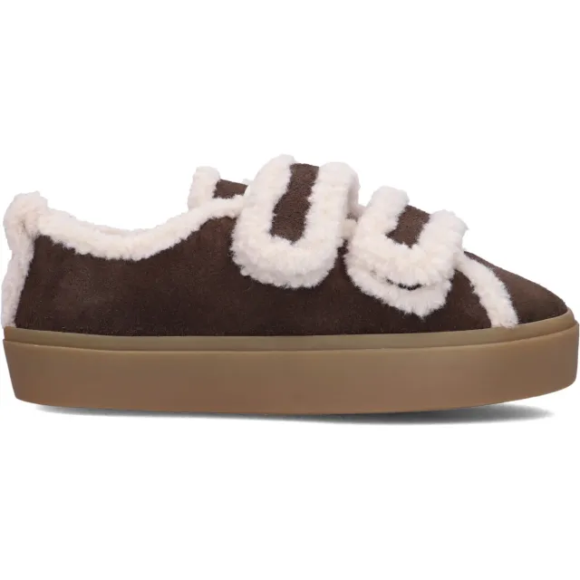 Inuikii Dames Instappers Shearling Low Velcro - Bruin Donkerbruin