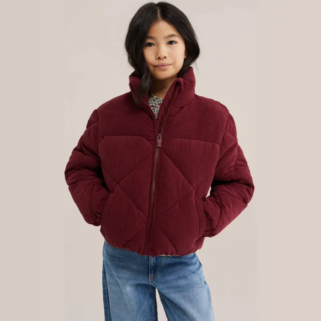 WE Fashion corduroy gewatteerde jas donkerrood, foto 4