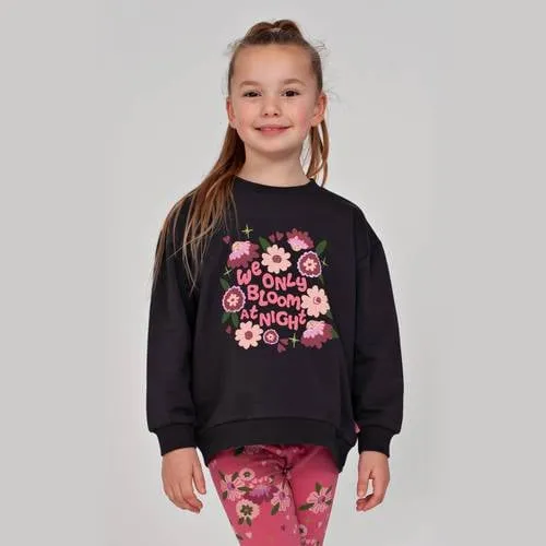 Jubel relaxed fit sweater Moon Flowers antraciet/roze, foto 2