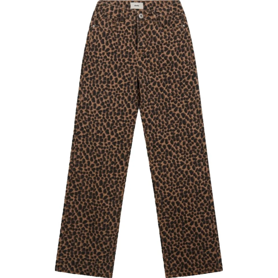 Shoeby high waist straight leg broek met panterprint bruin, foto 2