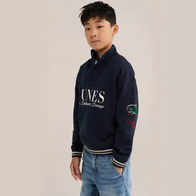 WE Fashion sweater met patches - donkerblauw
