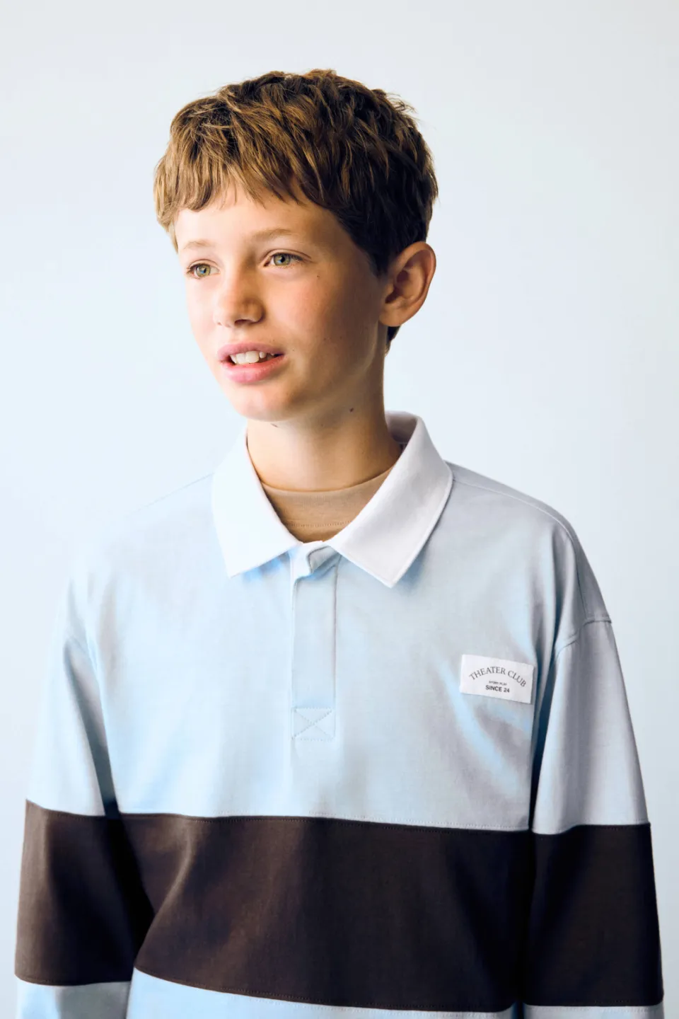 Mango longsleeve lichtblauw/bruin, foto 4