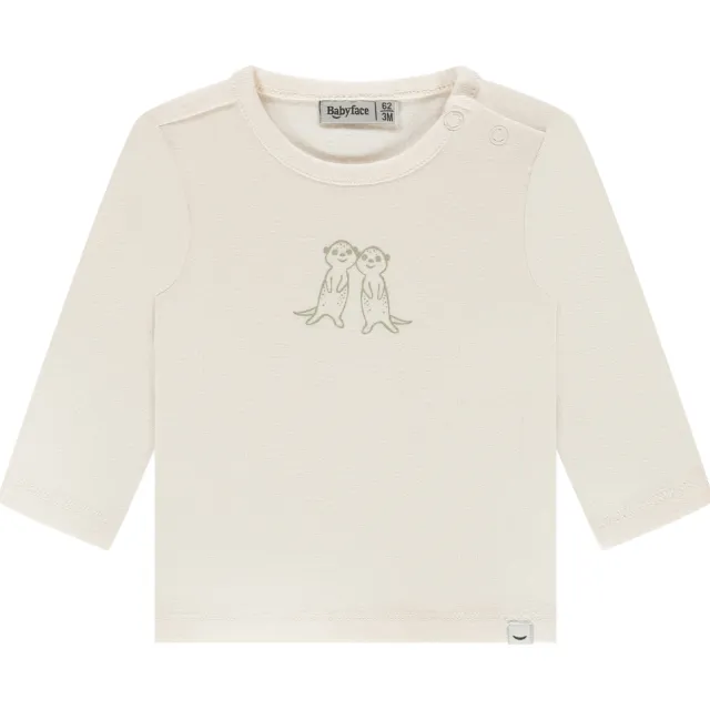Babyface longsleeve ecru met print Ecru/groen