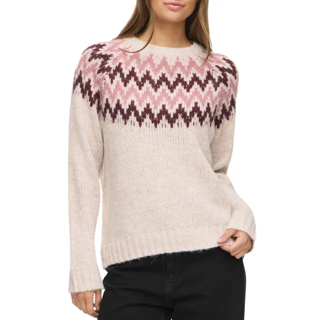 Vila Toni Crew Jacquard Knitted Sweater Dames Beige
