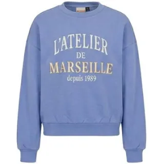 Retour Jeans oversized sweater met tekst - blauw Printopdruk