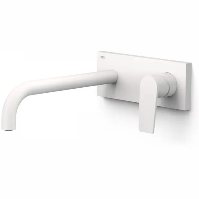 Tres Project inbouw wastafelmengkraan met afdekplaat 24 cm mat wit Mat wit -