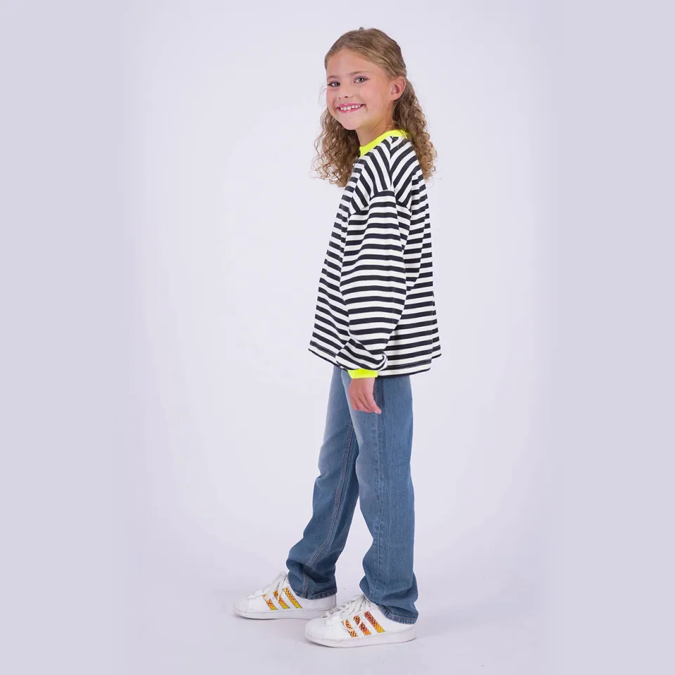 Vingino gestreepte sweater - zwart/ecru/neongeel, foto 6