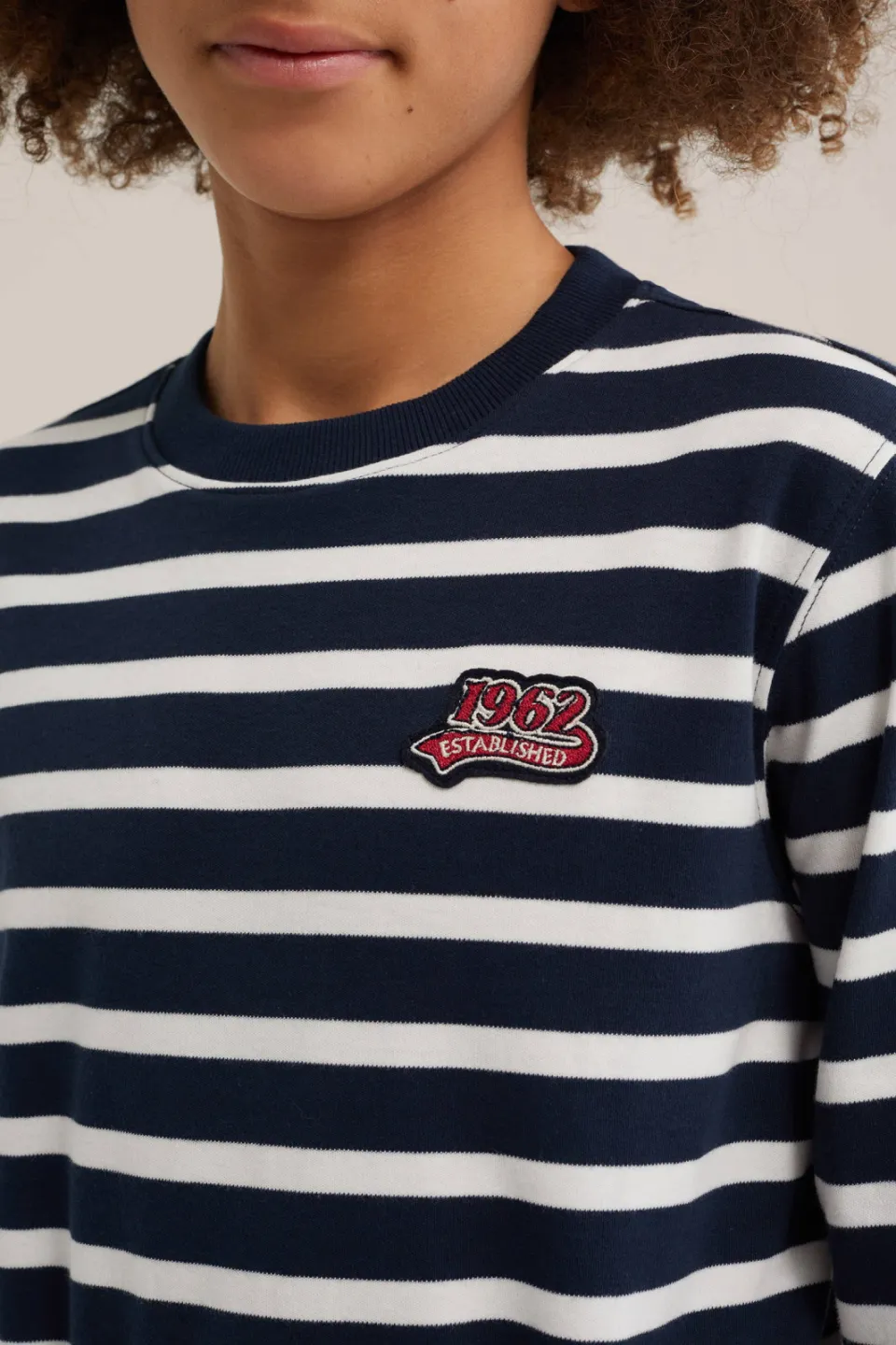 WE Fashion gestreepte longsleeve donkerblauw donkerblauw/wit, foto 5