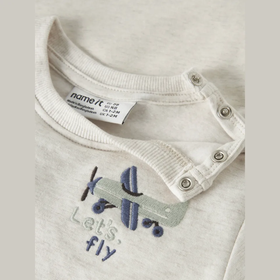 NAME IT BABY rechtvallende sweater met borduursels en print - beige Printopdruk, foto 4