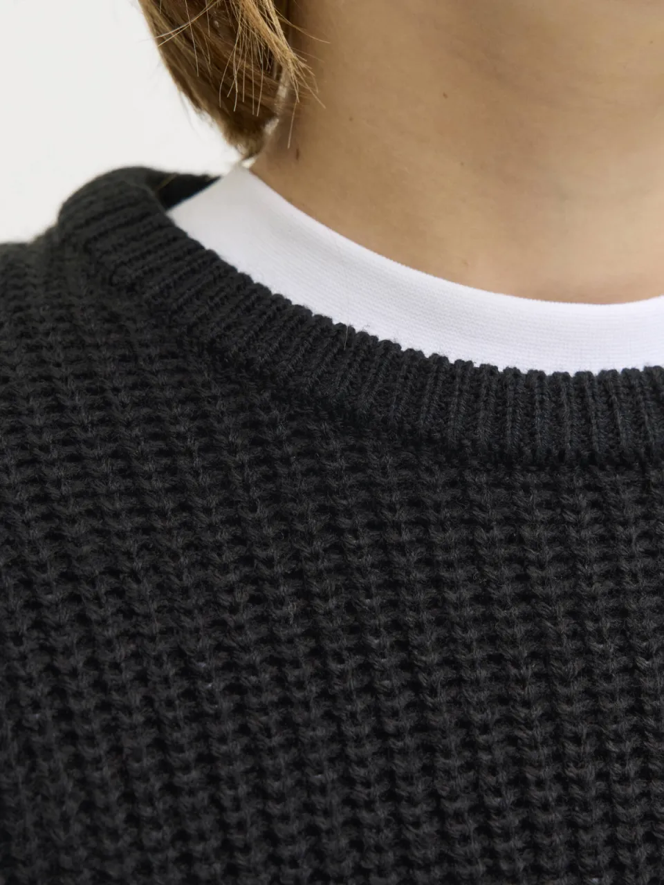 Jack & Jones JUNIOR trui zwart grof gebreid, foto 6