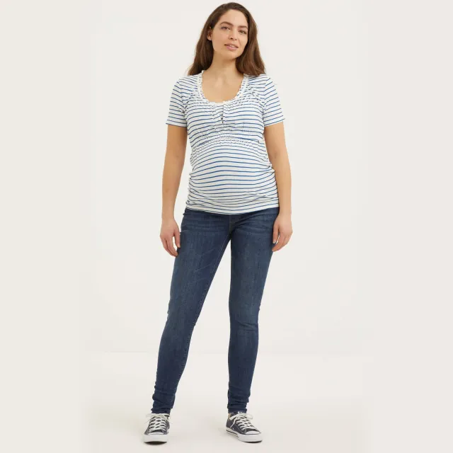 LOVE2WAIT low waist skinny zwangerschapsjeans met katoen donkerblauw
