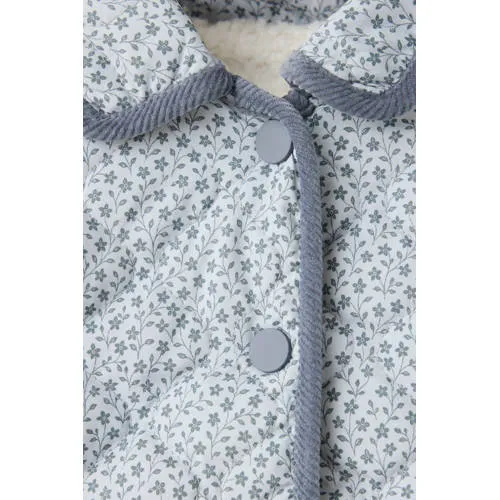 Mango gewatteerde jas met bloemenprint blauw, foto 4