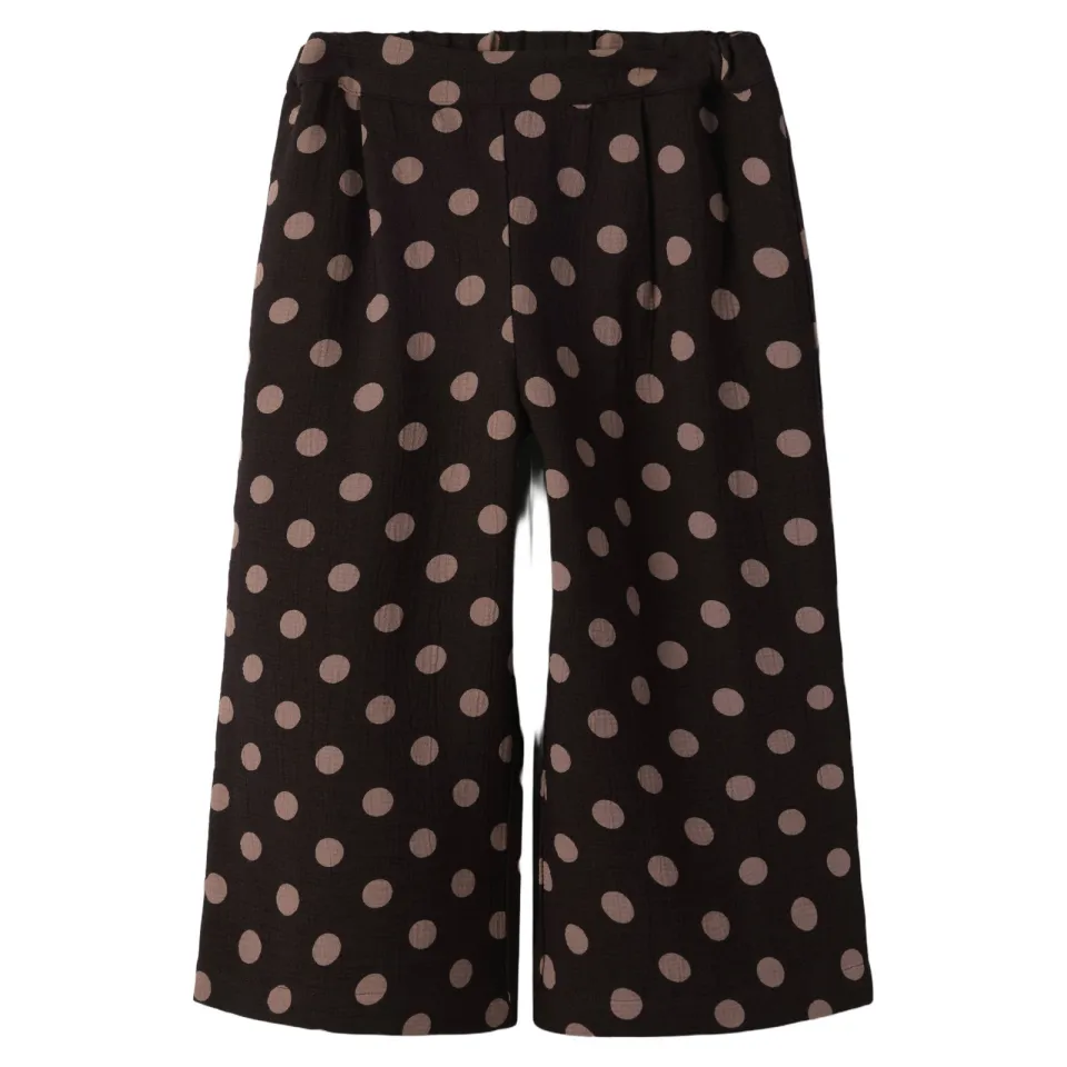 NAME IT MINI wide leg broek met stippen bruin, foto 2