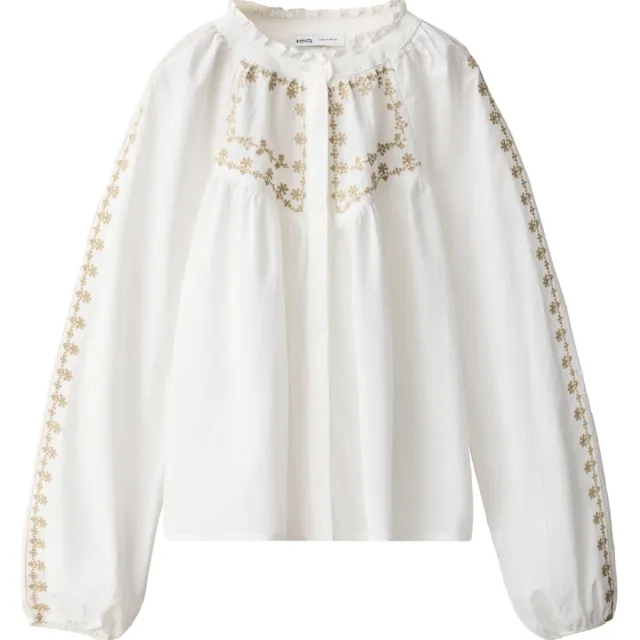 Mango Kids blousetop met borduursels - wit