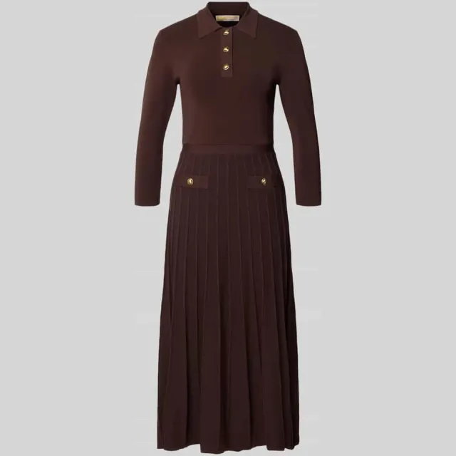 MICHAEL Michael Kors Tricotjurk met polokraag en 3/4-mouw Bruin