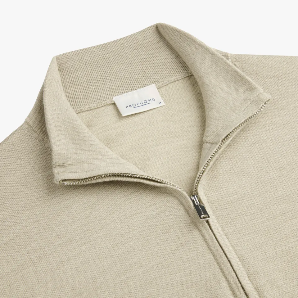 Profuomo wollen regular fit trui - beige, foto 3