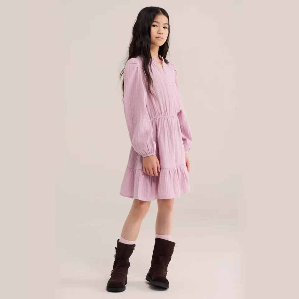 WE Fashion midi jurk met plooien roze