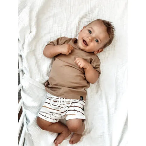Babystyling baby sweatshort offwhite/bruin