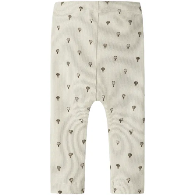 Lil' Atelier slim fit gebreide babybroek met print ecru