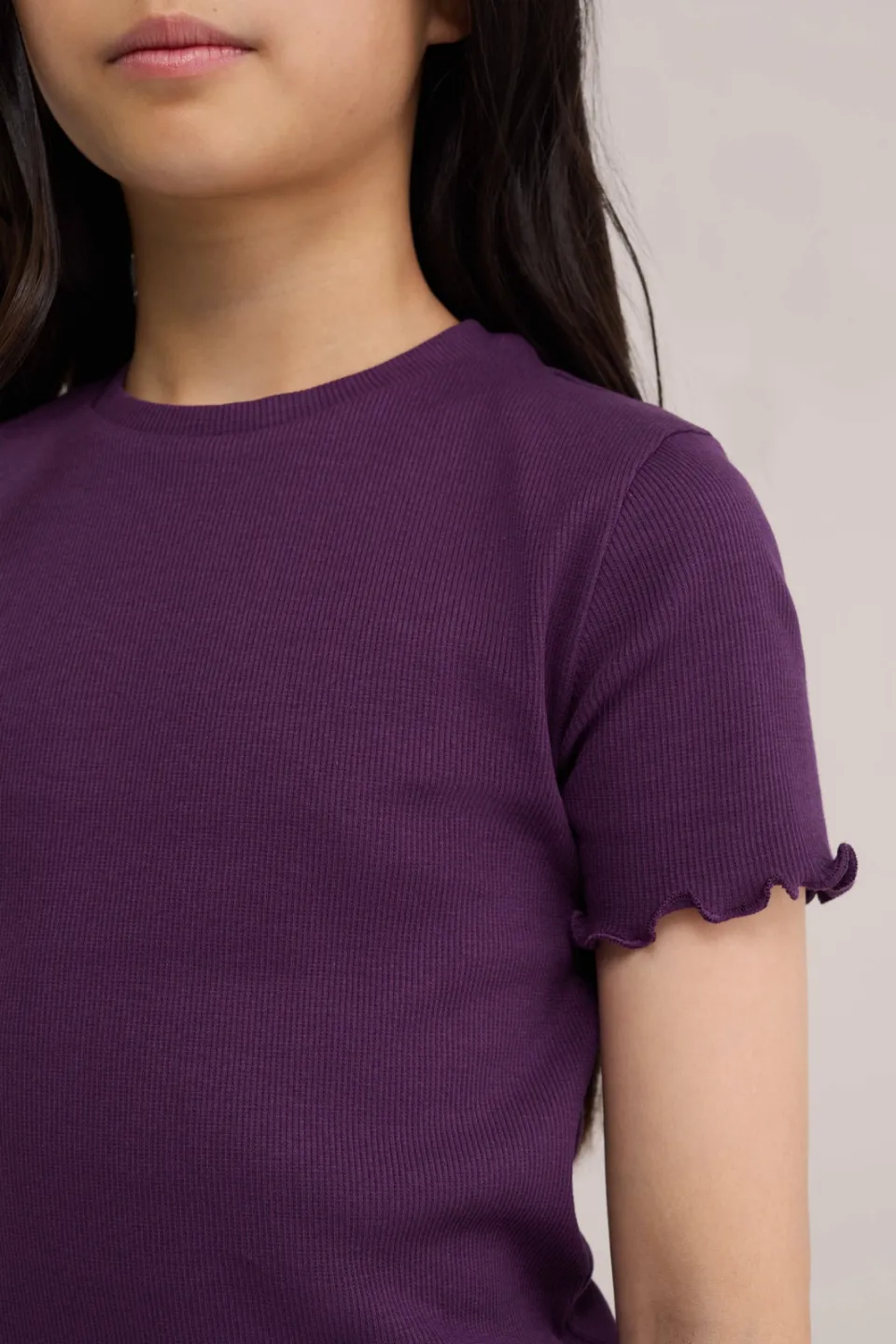 WE Fashion t-shirt met ruches donkerpaars, foto 6