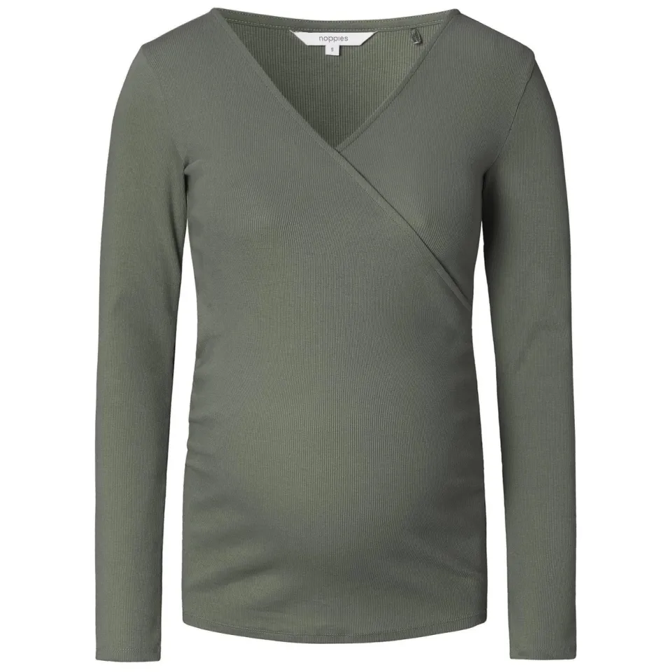 Noppies Sara zwangerschaps- en voedingslongsleeve olijfgroen, foto 3