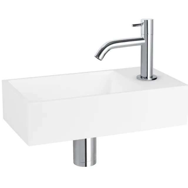 Differnz Fonteinset Differnz Solid Solid Surface 36x18.5x9 cm Wit Met Gebogen Kraan Chroom