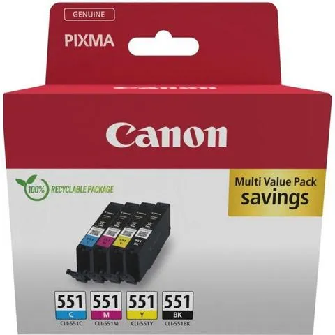 Canon 6509B016/CLI-551 Inktcartridge Mul Zwart;Cyaan;Magenta;Geel