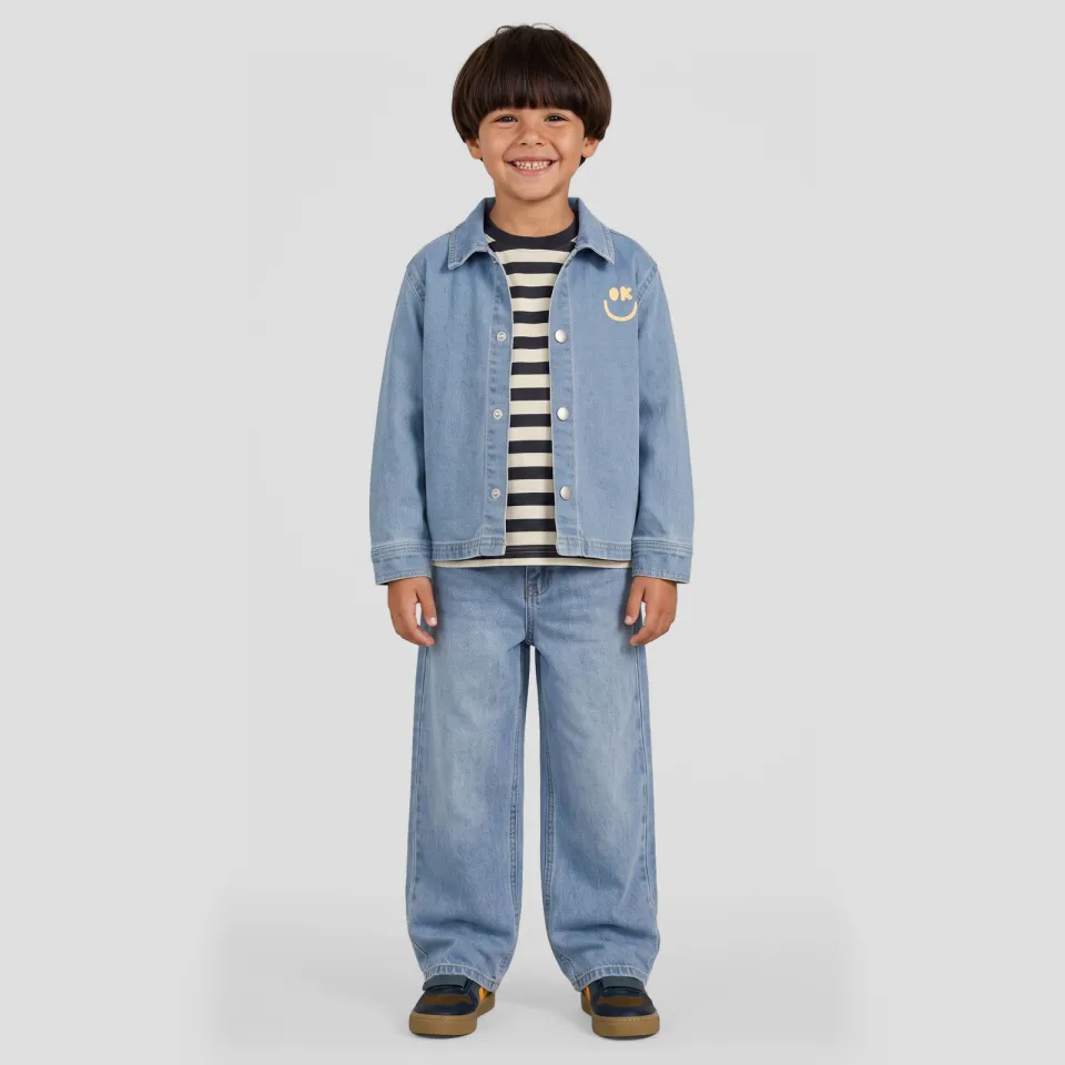 Orange Stars straight leg jeans - lichtblauw Light blue wash