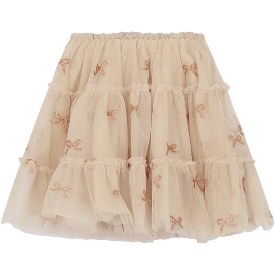 Le Chic korte tule rok met strikjesprint glitters lichtzand, foto 3