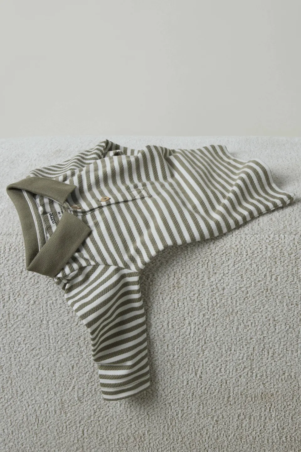 NAME IT BABY longsleeve polo gestreept kaki wit, foto 3