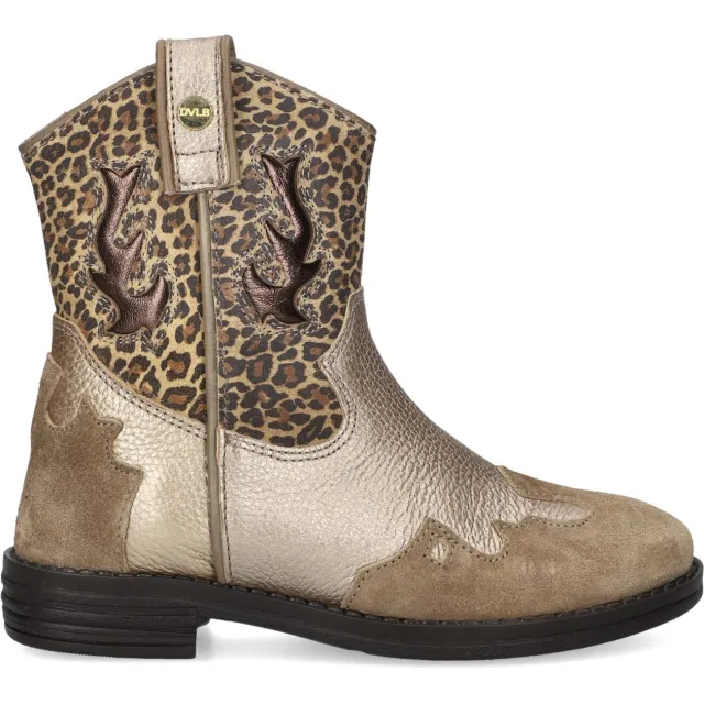 Develab leren westernlaars panterprint goud bruin Goud/bruin