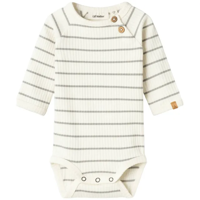 Lil' Atelier BABY gestreepte romper NBMKAIL ecru/grijs, foto 2