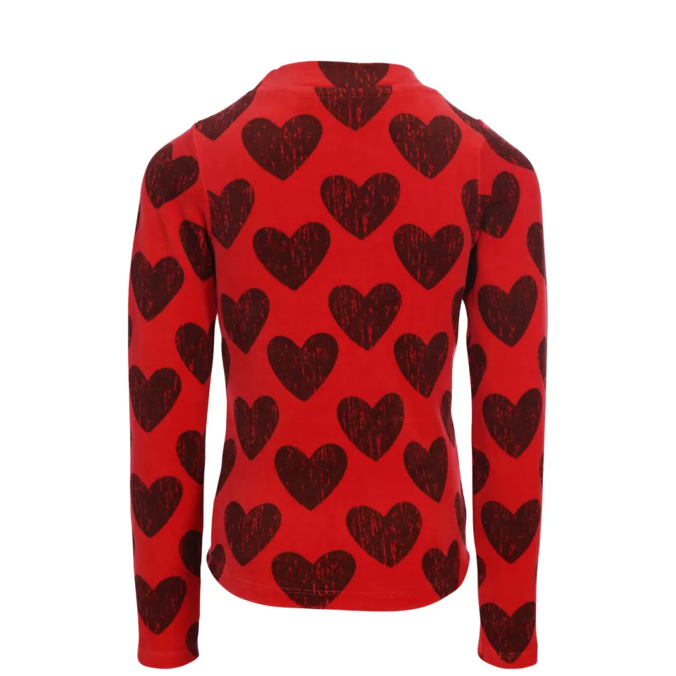 LOOXS little fluwelen longsleeve met hartjes rood, foto 3