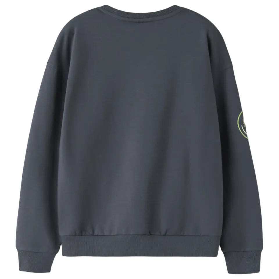 NAME IT KIDS rechtvallende sweater met print - grijsblauw, foto 2